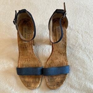 Steve Madden Blue Cork Heel Sandals